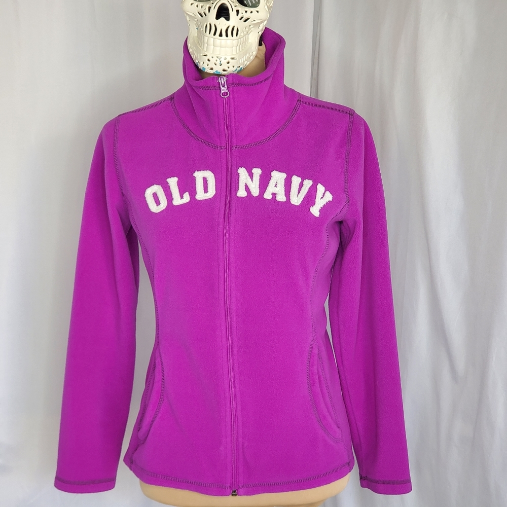 ♡ Old Navy Logo Purple Full Zip Fleece Track Jacket Size Medium